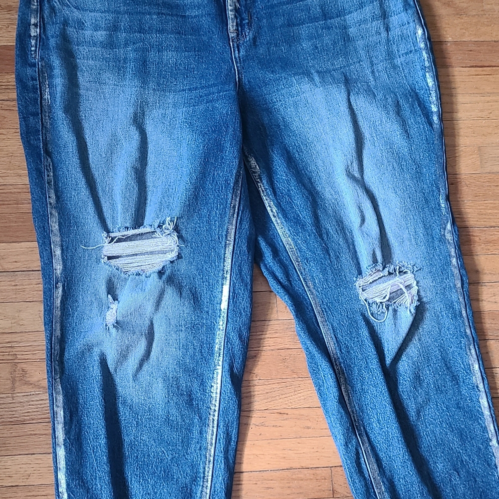 Edgely Classic Blue Distressed Ankle Jeans